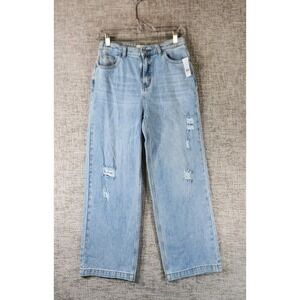 PACSUN Baggy Jeans Wide Leg Distressed Youth 14 Blue Light Wash Denim NWT